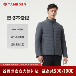 坦博尔 立领鹅绒轻薄羽绒服男商务休闲男士直冲秋冬保暖外套TAF320277A 黛蓝 2XL (185)