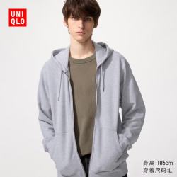 优衣库 男装女装连帽拉链运动开衫/长袖外套卫衣482311 05 天灰色 XL