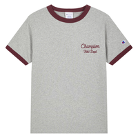 Champion 撞色字母印花 灰色 M码 男士短袖T恤