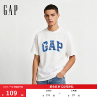 Gap 男女装2026夏季新款纯棉logo印花沙滩圆领短袖T恤上衣891400 白色 XL (180/100A)亚洲尺码