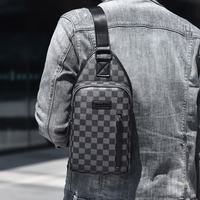 CHUONGKAIYE 新款商务斜挎包潮流单肩包大容量休闲挎包 格纹