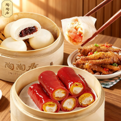 陶陶居 早餐套餐 豆沙包 100g*3+广式蒸凤爪 30g*2+水晶虾饺 100g+金莎虾仁 100g+红米肠 100g