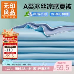 无印良品 A类凉感空调被可水洗 湖兰 单人夏被：180x200cm