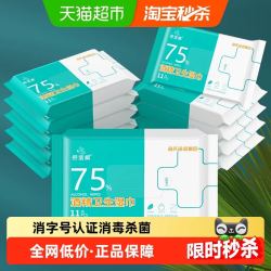 海氏海诺 75%酒精消毒湿巾便携医用杀菌家用湿纸巾学生11片*10包