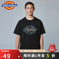 Dickies 纯棉短袖t恤男夏季新款宽松凉感半袖上衣美式休闲体恤潮流男装 黑色88DY  S