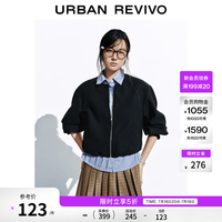 UR UR秋季新款女装格雷系拼接条纹宽松呢料外套UYY150091