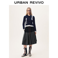 URBAN REVIVO UYL950265 拼接菱格短款针织开衫