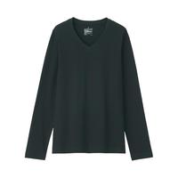 無印良品  無印良品 MUJI 女士V领长袖T恤 BBC02A0A 黑色 M