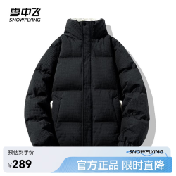 雪中飞 秋冬百搭男士短款立领羽绒服鸭绒潮流肌理感面料羽绒服 黑色|8056 175/92A