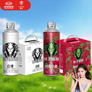 移动端、88VIP：狮王 精酿白啤+树莓小麦啤酒 1L*12瓶