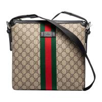 GUCCI 古驰 男士单肩邮差包 387111 KHNGN 9692 米色+乌木色 小号