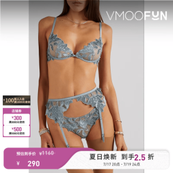 Fleur du Mal 女刺绣绢网吊袜腰带 蓝色2