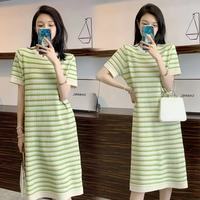 韵暖香 冰丝 绿色 XL 哺乳连衣裙