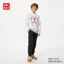 优衣库 童装男童女童高弹力快干运动长裤裤子卫裤483453 478139 483453/09黑色 150
