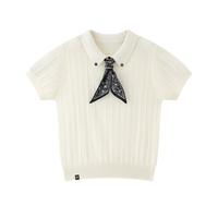 I.T UDG 女士夏季翻领丝巾短袖针织衫