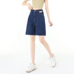 真维斯 时尚小个子高腰五分牛仔短裤女夏季宽松显瘦潮流复古休闲牛仔短裤