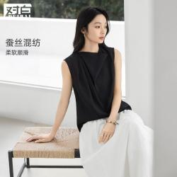 DUIBAI 含桑蚕丝无袖衬衫女2026夏装荡领休闲雪纺衫高级感优雅上衣