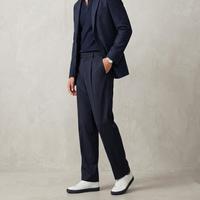 Massimo Dutti 男褶皱松紧腰直筒拉链长裤