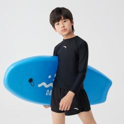 安踏 儿童泳衣25年夏季防晒男童中大童弹力游泳上衣青少年游泳装备