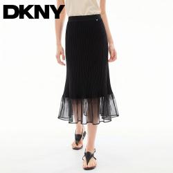 DKNY 26夏新款时尚渐变针织高弹肌理显瘦半身裙优雅蕾丝鱼尾裙女裙子