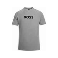 BOSS 夏季休闲男式棉质胶印字母圆领短袖T恤