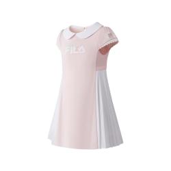FILA 女小童（105-130）针织连衣裙女童基础时尚简约翻领连衣裙