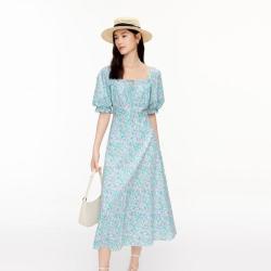 伊芙丽 小个子法式碎花连衣裙女气质夏装高级感茶歇裙