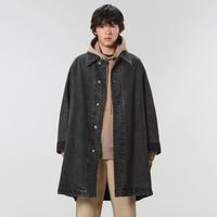 速写 江南布衣男装丨男装秋冬牛仔宽松中长款牛仔风衣外套