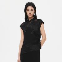 水云间 国风新中式两件套上衣女2026夏季显瘦立领包袖贵气感雪纺衫女