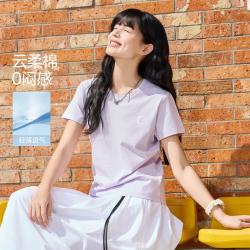 斯凯奇 女式T恤时尚休闲清爽短袖舒适百搭圆领短T恤