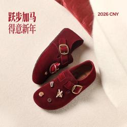 百丽 复古勃肯鞋女新款商场同款可爱兔子饰扣休闲单鞋