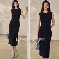 Roey s house 罗衣魔衣2026夏装轻熟气质收腰无袖连衣裙侧开叉包臀中长裙
