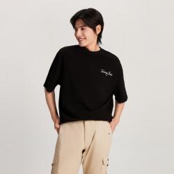 TOMMY HILFIGER 平纹针织签字体 男士短袖T恤