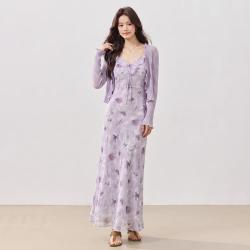 美姿宝莲 2026夏新款浪漫碎花吊带裙针织开衫两件套女