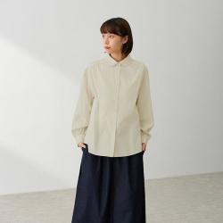 無印良品 MUJI 无印良品 女式 桑蚕丝混 圆领长袖衬衫女士衬衣女装夏季女款