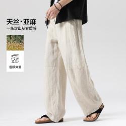 布衣传说 老钱风松紧腰日常出行小弯刀拖地休闲裤男