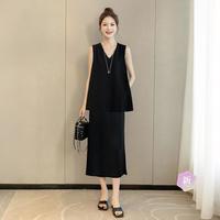 丝柏舍 2026夏装新女士纯色醋酸小黑裙有大码