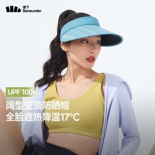 蕉下 遮阳帽女防晒帽男空顶帽太阳帽夏天防紫外线加长帽檐全脸遮阳 霓蓝条纹