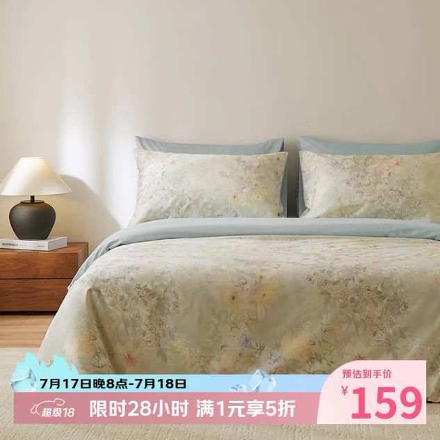 AIDLI 真5折！AIDLI 60支印花全棉贡缎高密新疆长绒棉纯棉四件套 200*230cm