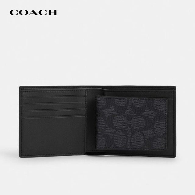 COACH 老花款男士钱包黑CW380 生日礼物