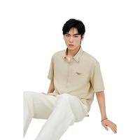太平鸟 男士短袖衬衫 黄色 2XL