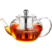 金灶 A-08 耐热玻璃 304不锈钢过滤 800ml 透明 茶壶