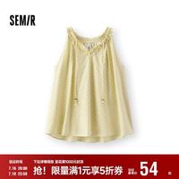 森马 衬衫女夏季波点木耳边无袖2026复古温柔系少女感上衣109326104011