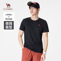 骆驼 运动速干T恤透气宽松户外休闲圆领情侣短袖夏季男款T0S2Y6146B5
