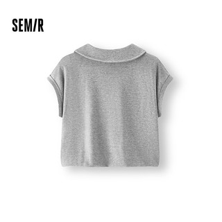 森马 POLO衫女 拼接条纹假两件花苞上衣 灰色调00322 2XL