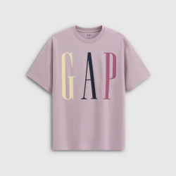 Gap 男女装2026春季新款纯棉logo字母印花宽松短袖T恤上衣854739 浅紫粉 （胶印） M (170/92A) 亚洲尺码