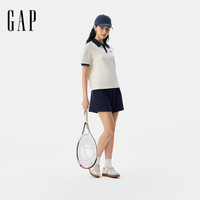 Gap 女装 印花Logo抽绳松紧腰针织短裤 海军蓝 S
