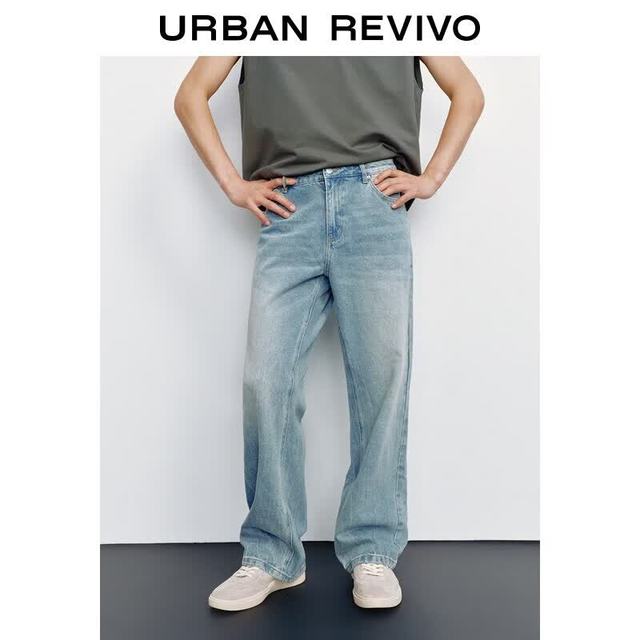 UR UR2026夏季新款男装潮流经典做旧水洗猫须牛仔长裤UUV860036 蓝色 31