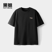 黑鲸 海澜之家旗下趣味字母印花短袖T恤男夏季宽松圆领 胸口鲸鱼印花-黑色