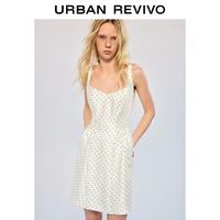 URBAN REVIVO UYU760085 波点抽褶 米白 S 吊带连衣裙